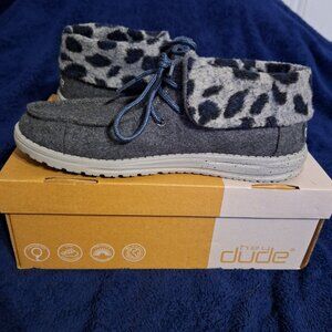 Hey Dudes Britt in Grey Cheetah. Size 9
